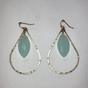 Hoop Earrings with Hanging Stone